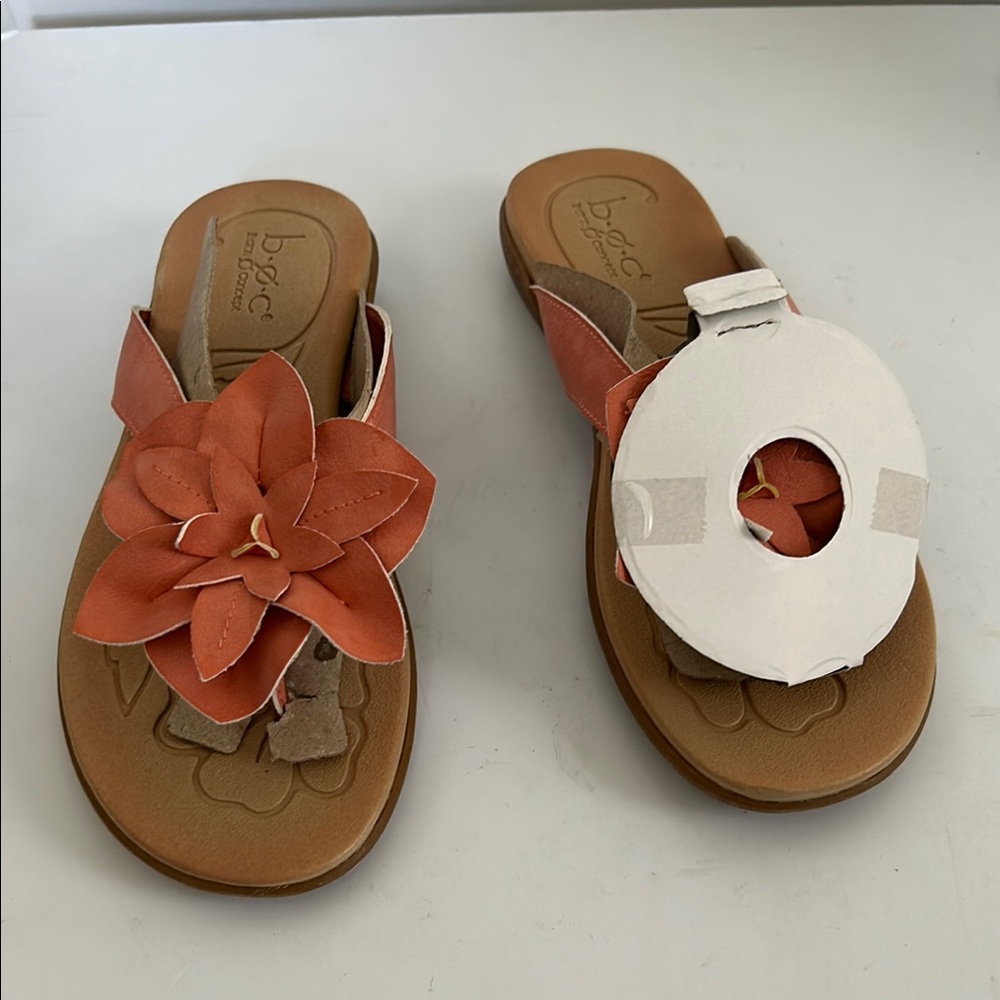 B.O.C.  Orange Sandals with Floral Accent